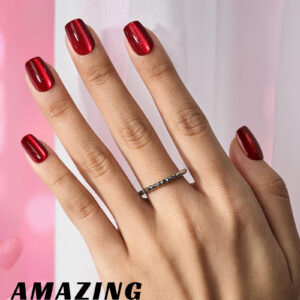 BTArtbox Press On Nails red cat eye soft gel reusable square nails